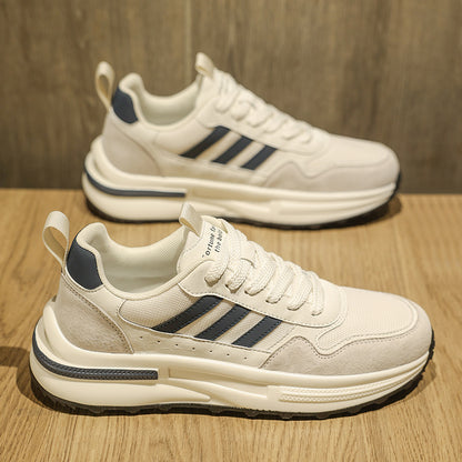 Sapatos masculinos 2025 nova malha respirável outono e inverno waffle de sola macia forrest forrest ténis versáteis masculinos topo de gama