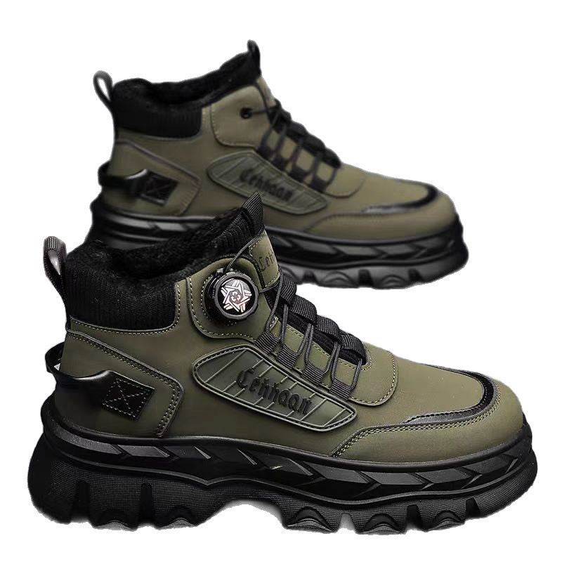 2025 Winter New Men's Boots High-Top Winter Fleece Cotton Shoes Casual Retro Outdoor Mountaineering Martin Men's Cotton Boots
