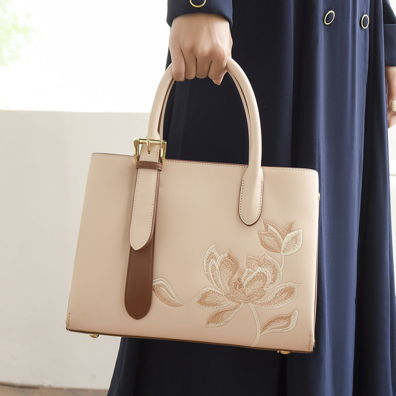 Bolsa de mão feminina elegante estilo oriental bordado bolsa para mães minimalista Grande capacidade para o dia a dia bolsa fashion sofisticada Bolsa de ombro