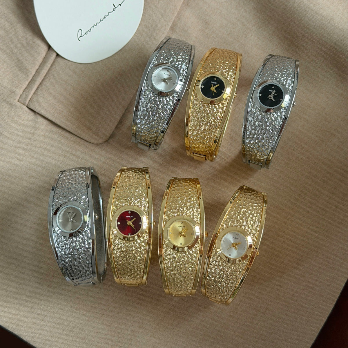 NAIDU Foreign Trade Middle East Bestselling Women's Bracelet Watch Gold Luxury Bark Texture Simple Personality Quartz Watch