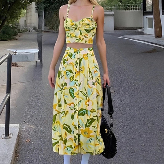2025 spring and summer new cross-border Amazon European and American fashion elegant bandeau casual slim printed dress