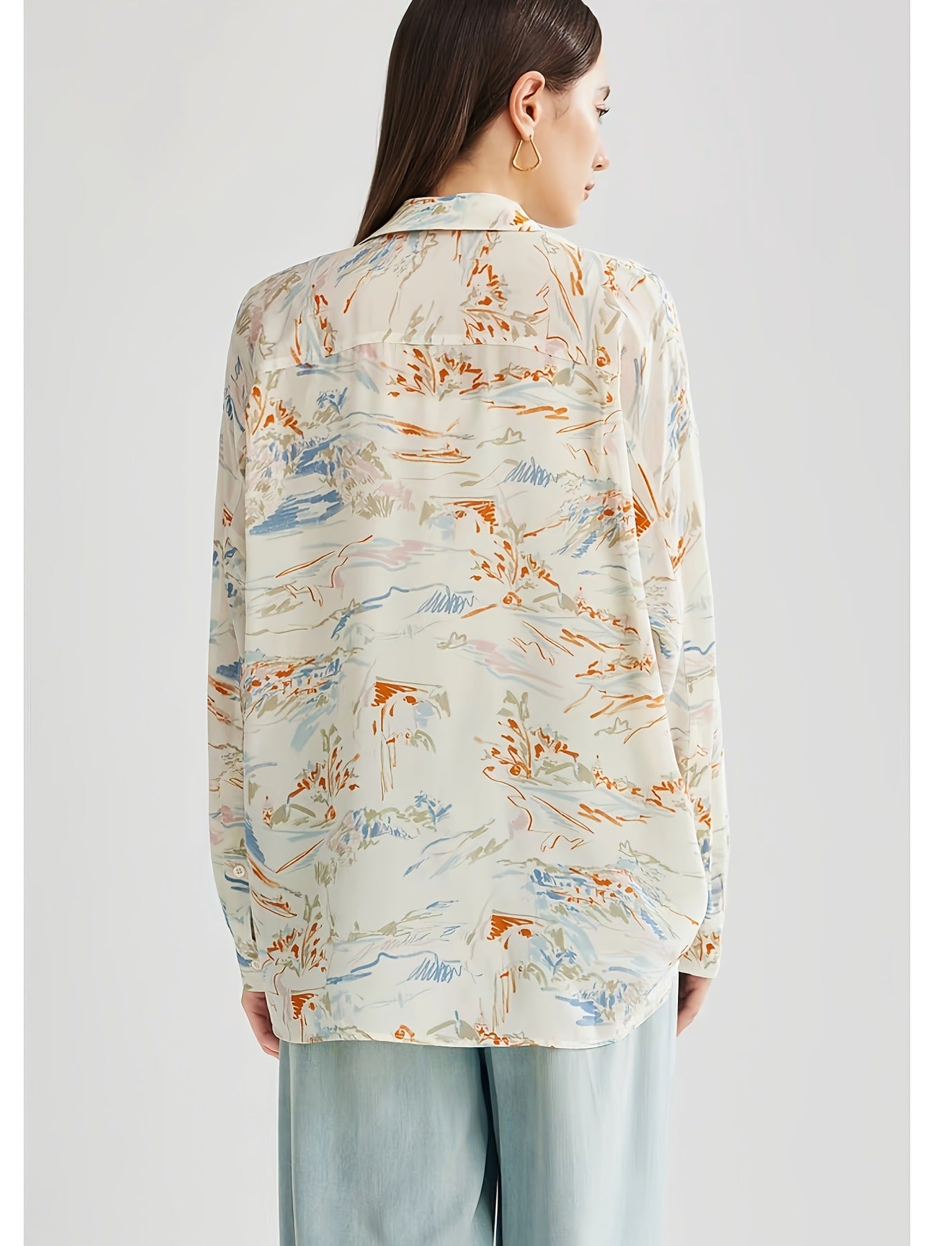 Cross-border European and American full print, a variety of pattern options, long sleeves loose casual top shirt