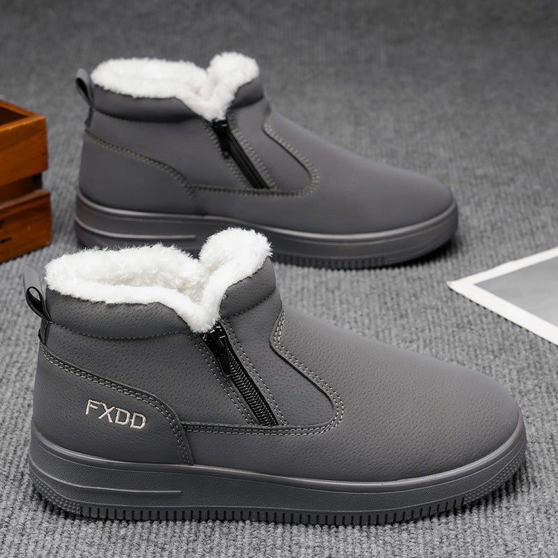 2025 Autumn/Winter New Men's Casual Snow Boots, Fleece-Lined Thickened Winter Warm Cotton Shoes, Outdoor Anti-Skiing Boots