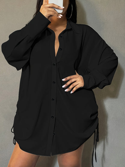 Amazon bestseller women's shirt, fashionable lace-up long-sleeve casual shirt, elegant and comfortable
