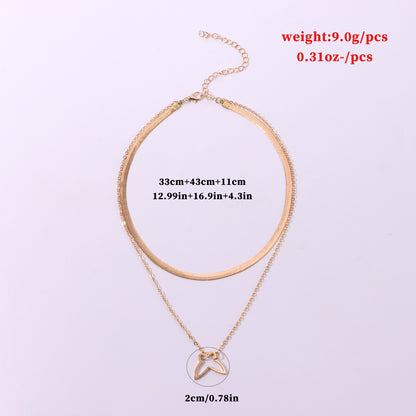European and American cross-border jewelry, personalized double-layer hollow butterfly pendant necklace, women's trendy fashion snake bone chain necklace