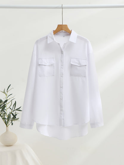 New 2026 European and American Women's Cross-border Western All-Season Versatile Pocket Long Sleeve Lapel-Collar Plus Size Shirt