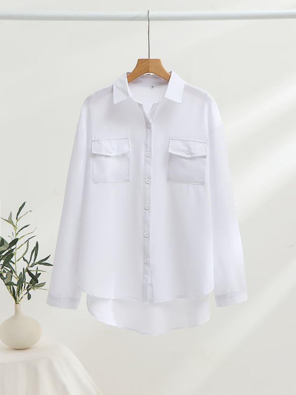 New 2026 European and American Women's Cross-border Western All-Season Versatile Pocket Long Sleeve Lapel-Collar Plus Size Shirt