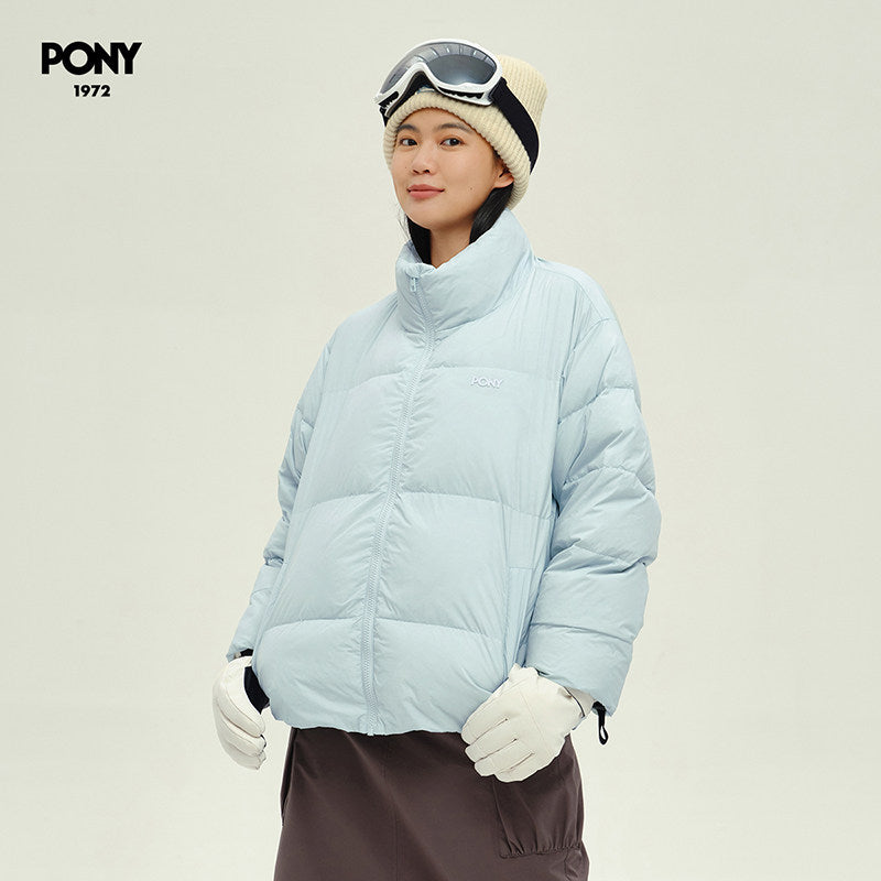 Boni PONY1972 Women's Down Jacket 2025 Winter Powder Blue Outdoor Leisure Down Jacket 243W2OF30PB