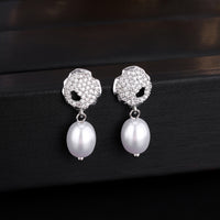 White gold pearl earrings