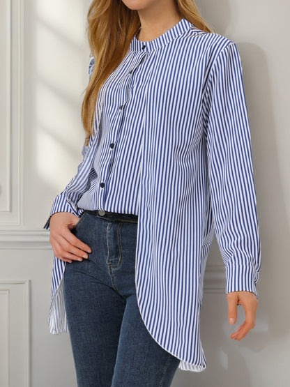 2025 cross-border Amazon European and American clothing striped fake two crew neck long sleeve shirt casual shirt comfortable