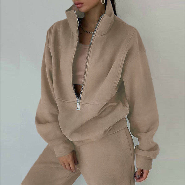 2026 spring new European and American cross-border women's two-piece ins sweatshirt fleece fashion casual sports suit - view 2 | Ciaura