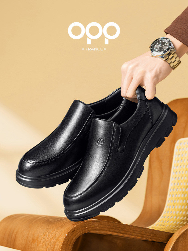 OPP men's shoes spring leather black slippers comfortable fashion business casual high-end British style leather shoes for men