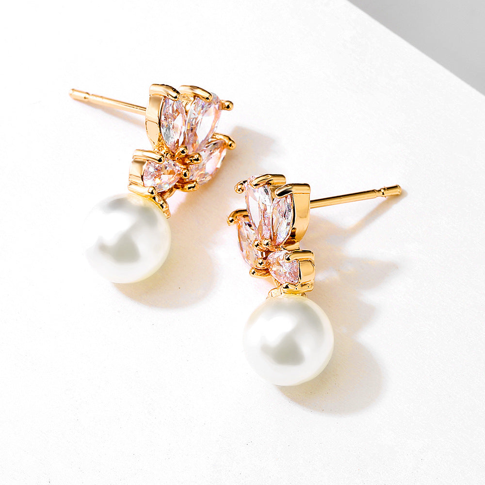 RAKOL exquisite petite pearl earrings for women, fresh and fashionable from Japanese and Korean styles, versatile zircon earrings, Yiwu accessories