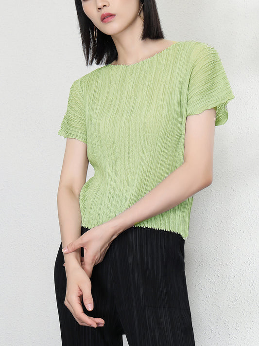 女士上衣夏季高级感圆领纯色简约通勤百搭套头小衫三宅短袖Ｔ恤女