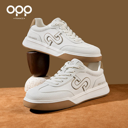 OPP men's shoes spring 2026 new light luxury high-end leather outdoor sports leisure low-top small whiteboard shoes for men