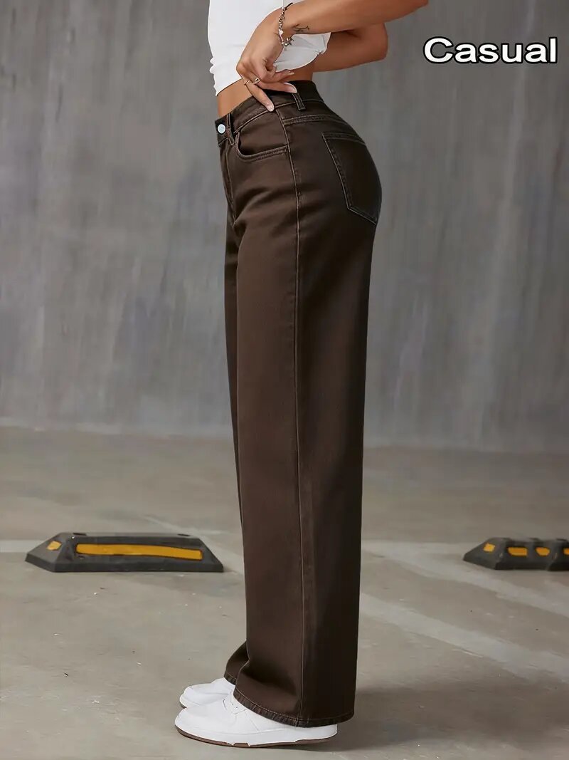 2026 New European and American Cross-Border High-Waist Wide-Leg Jeans for Women, Loose Straight Slimming Casual Long Pants, Stretchy and Versatile