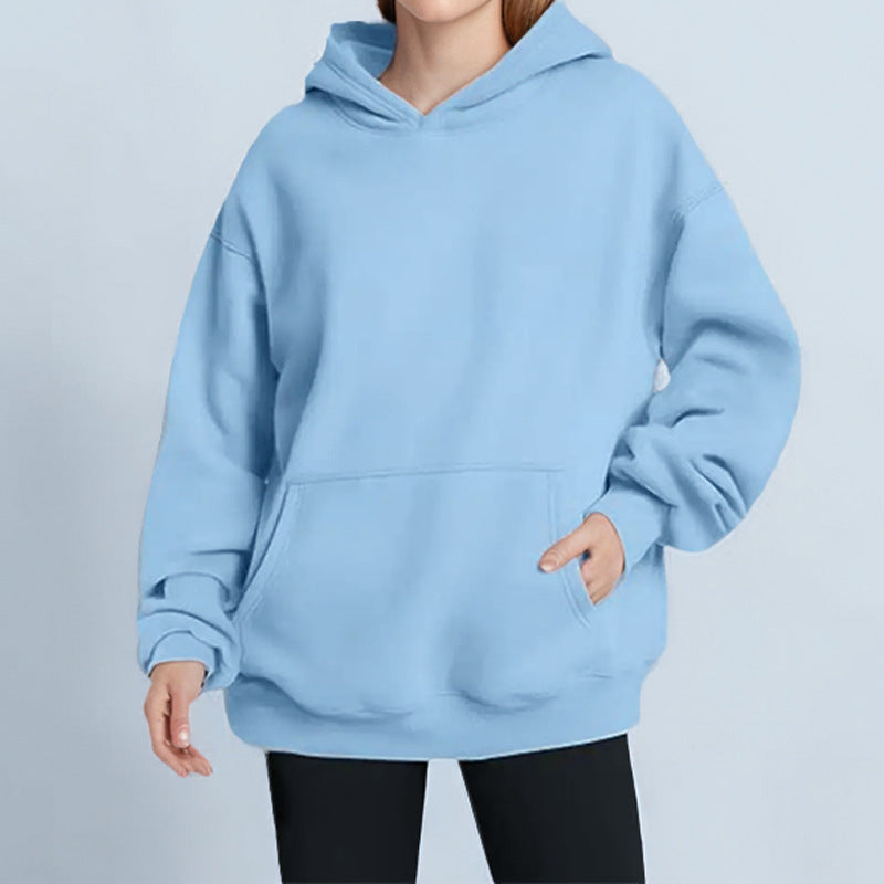 Jacket European and American style women's clothing new fashion solid color loose casual temperament long sleeve hooded spring sweatshirt women's 661
