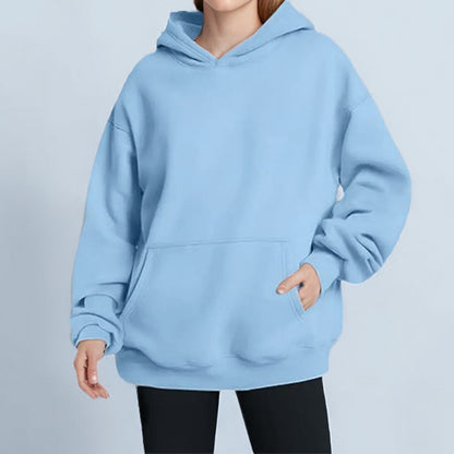 Jacket European and American style women's clothing new fashion solid color loose casual temperament long sleeve hooded spring sweatshirt women's 661