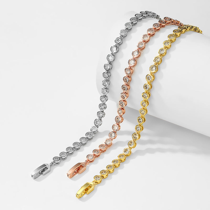 Best-selling classic over-set tennis ball necklace set with zircon, European and American hip-hop personalized jewelry, high-end hand accessory for women