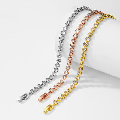 Best-selling classic over-set tennis ball necklace set with zircon, European and American hip-hop personalized jewelry, high-end hand accessory for women