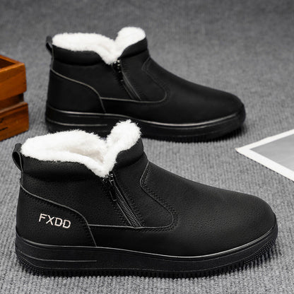 2025 Autumn/Winter New Men's Casual Snow Boots, Fleece-Lined Thickened Winter Warm Cotton Shoes, Outdoor Anti-Skiing Boots