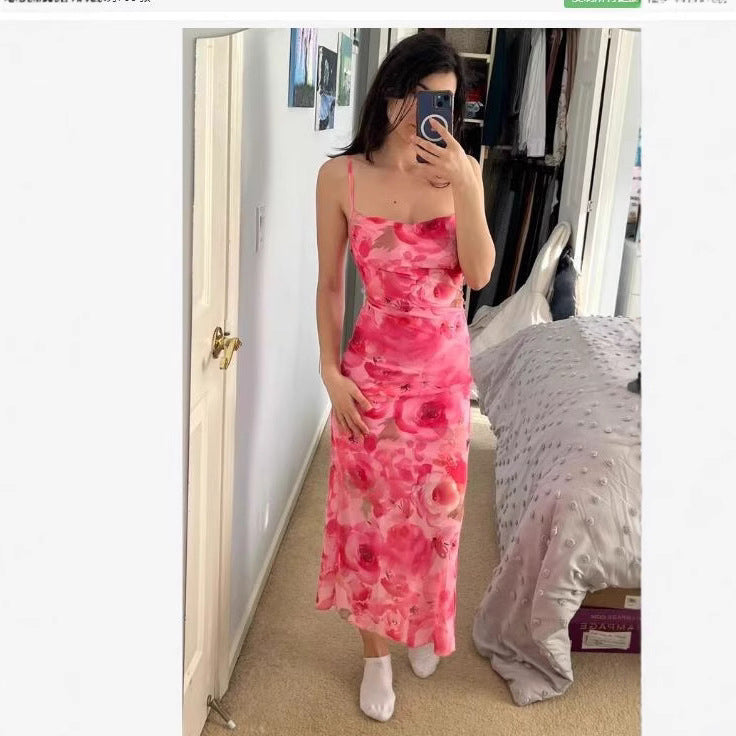 Cross-border Amazon Europe and the United States Foreign Trade 2025 Summer New Temperament Tie-Dye Slim Suspender Bandeau Dress Long Skirt