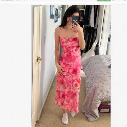 Cross-border Amazon Europe and the United States Foreign Trade 2025 Summer New Temperament Tie-Dye Slim Suspender Bandeau Dress Long Skirt