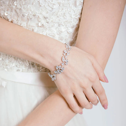 RAKOL Korean Fashion Small Fresh Creative Floral Bracelet Women's Exquisite and Versatile Micro-Zircon Bridal Hand Jewelry