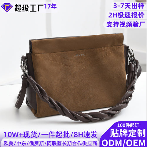 Internacional camurçado Bolsa de ombro fashion vintage couro macio Bolsa elegante Grande capacidade para o dia a dia Bolsa transversal comércio internacional fábrica