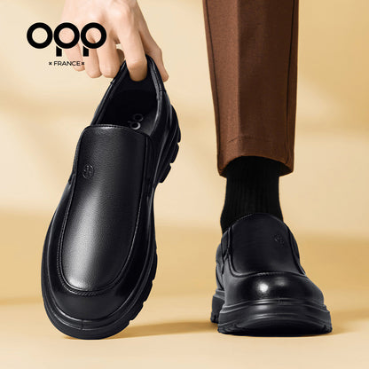 OPP men's shoes spring leather black slippers comfortable fashion business casual high-end British style leather shoes for men