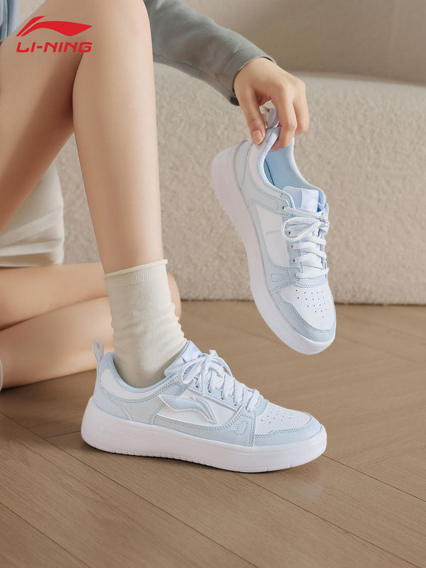 Li-Ning sneakers for women, fashionable blue casual shoes, clear sky versatile white shoes, lightweight and breathable women's sneakers