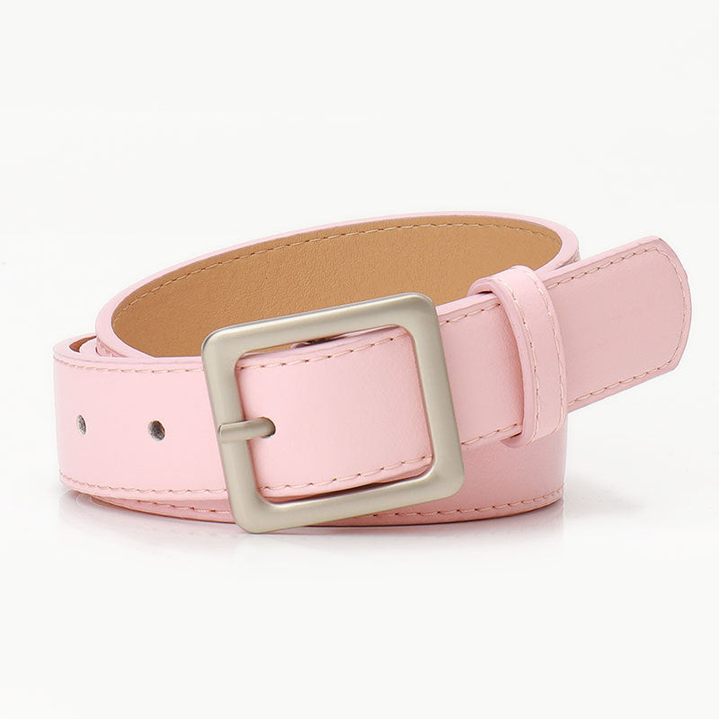 New Simple Retro Square Buckle Women's Belt Korean Chic Premium Casual Style Decorative Jeans Belt Women