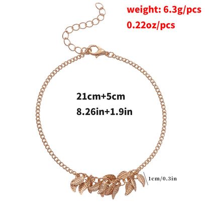 European and American cross-border jewelry, handmade simple leaf anklet, female personality, fashion temperament, popular alloy beach foot ornaments