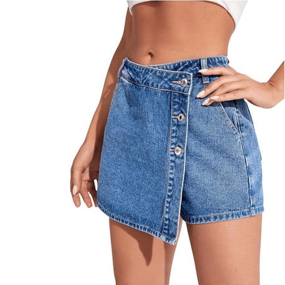 Cross-border bestseller [with A+ images] Amazon TEMU Shein slit women's clean denim short skirt pants cotton