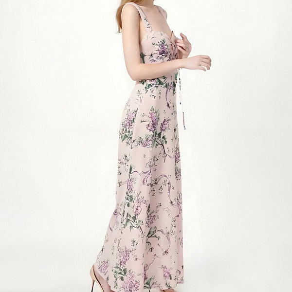 Cross-border summer 2025 Amazon new European and American fashion fashion print French slim sundress dress