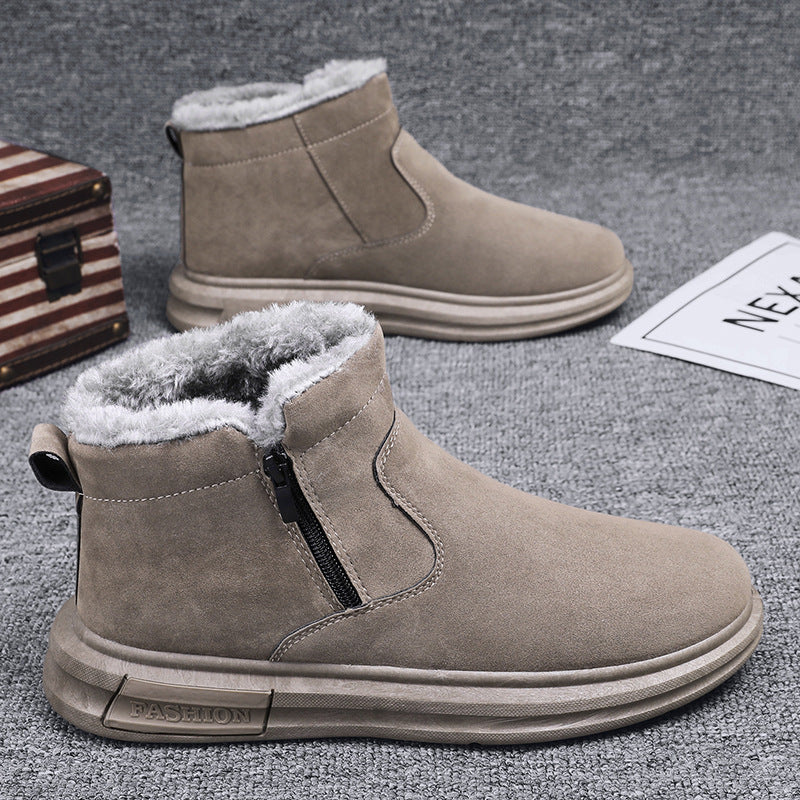 Men's Shoes 2025 Winter New Fleece-Lined Thickened Warm Cotton Shoes Men's Outdoor Casual Fashion Cold-Resistant Snow Boots