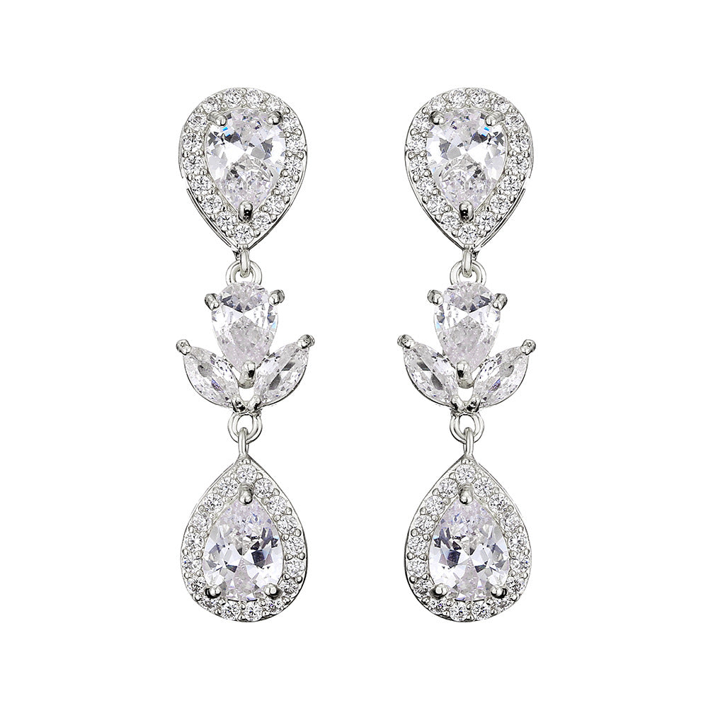 RAKOL in-stock wholesale zircon jewelry two-piece set, women's earrings, necklace, bridal wedding accessories