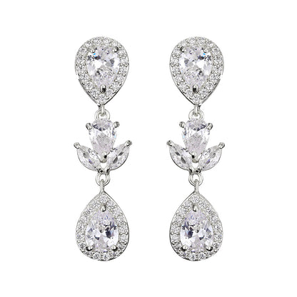 RAKOL in-stock wholesale zircon jewelry two-piece set, women's earrings, necklace, bridal wedding accessories