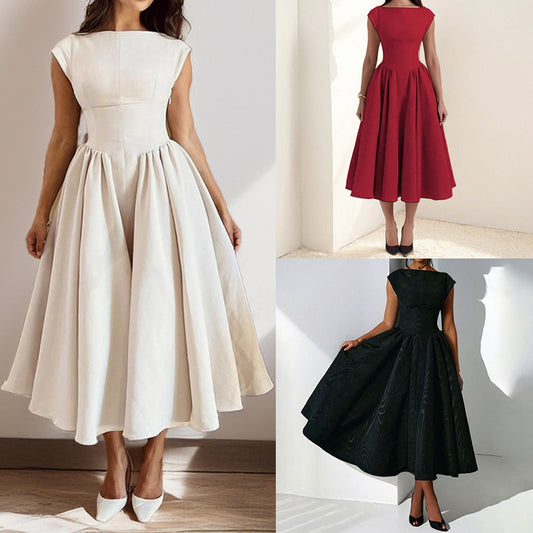 Amazon Spring 2026 French Pure Desire Fashion Temperament Elegant Waist Slimming Sleeveless Back Cutout Dress