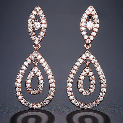 New women's earrings, diamond-studded lupine teardrop-shaped tassel earrings, Baroque court style, multicolor versatile earrings