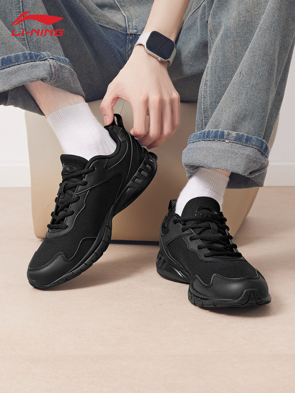 Li-Ning men's running shoes, Qingyao lightweight breathable casual shoes, sports shoes, shock-absorbing and wear-resistant black men's running shoes
