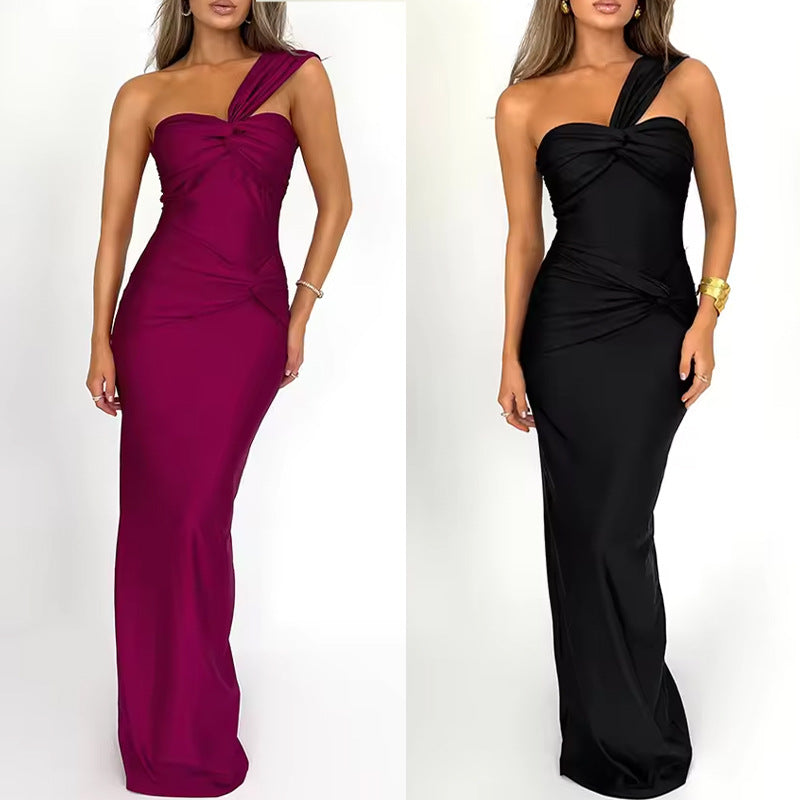 Amazon's 2026 spring foreign trade new dress sexy temperament bandeau solid color splicing hip-hugging slim skirt