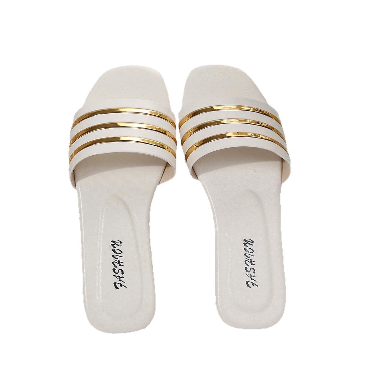 Cross-border foreign trade women's shoes, European station women's slippers, classic versatile metal decoration square-toe flat sandals, leopard print