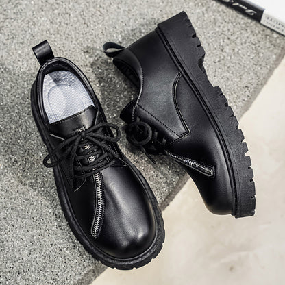 2026 Spring New Big Head Men's Shoes: Casual Vintage Style Thick-Soled Men's Shoes, Height-Enhancing British Black Classic Men's Shoes