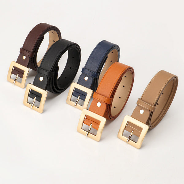The new versatile simple luxury sense women's belt square buckle fashion Korean embellished jeans