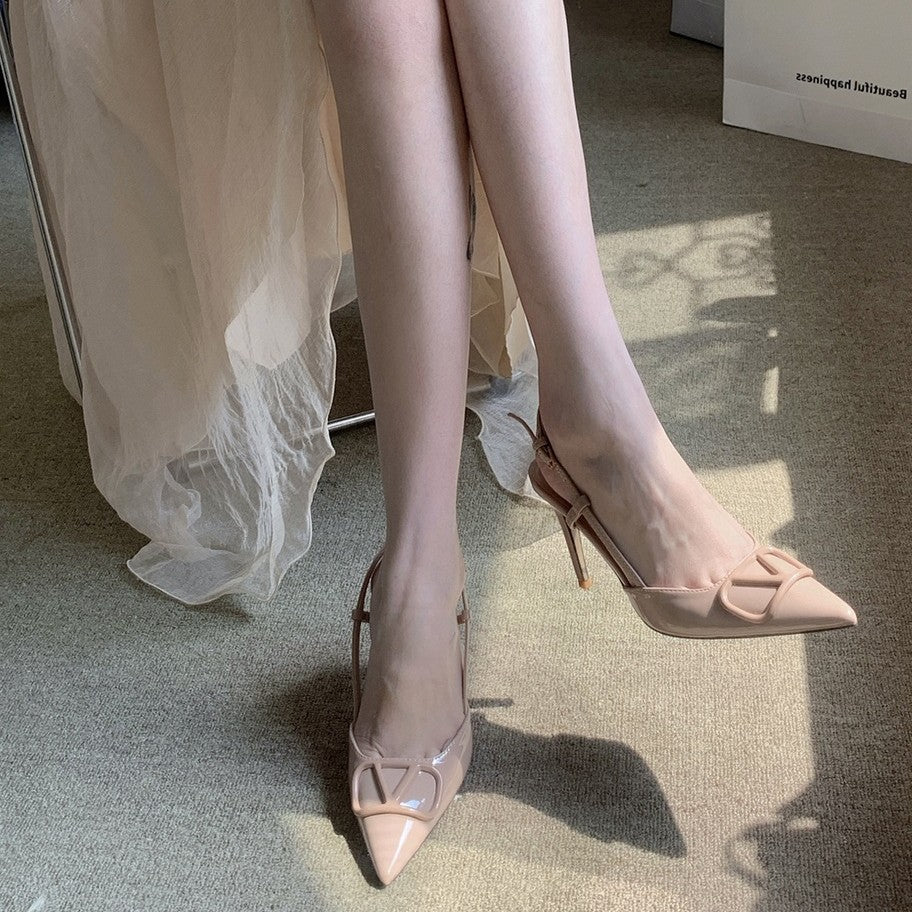 2026 Summer New French Sexy Pointed Toe Stiletto Heel High Heels Patent Leather Women's Sandals Guangdong Huizhou Fashion Boutique