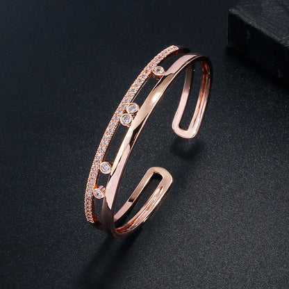 RAKOL Bracelet Women's Simple Fashion Electroplated Diamond Bracelet Versatile Student Couple ins Trendy Hand Jewelry