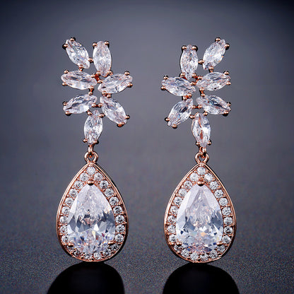 New women's earrings, diamond-studded lupine teardrop-shaped tassel earrings, Baroque court style, multicolor versatile earrings