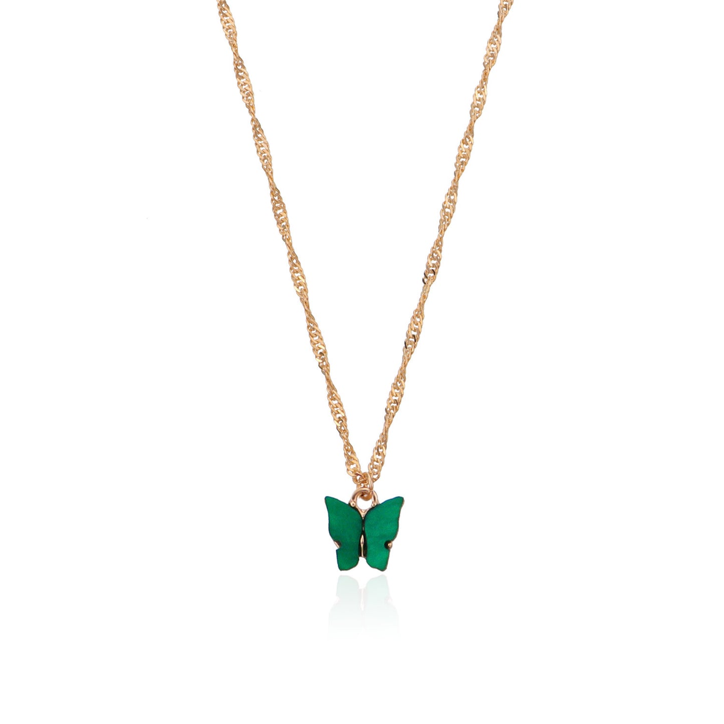 European and American cross-border jewelry acrylic color butterfly pendant necklace women's geometric simple hemp rope chain necklace