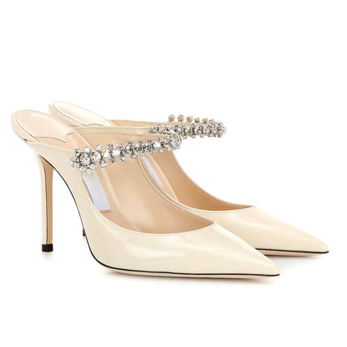 Custom cross-border strap with ultra-high heels, black pointed rhinestone heels, pump mouth, stiletto heels, versatile fashion patent leather